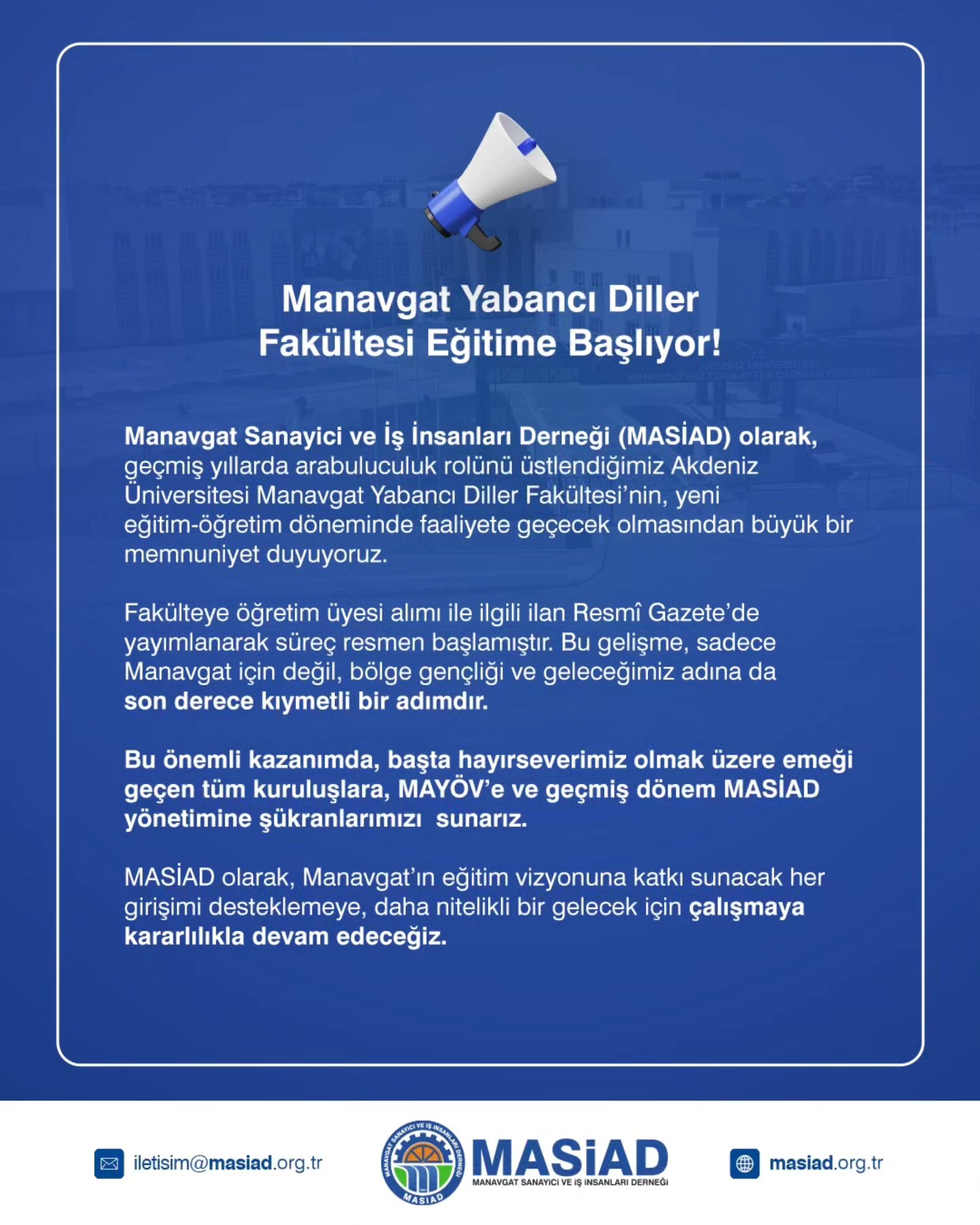 Manavgat Yabancı Diller Fakültesi Eğitime Başlıyor!