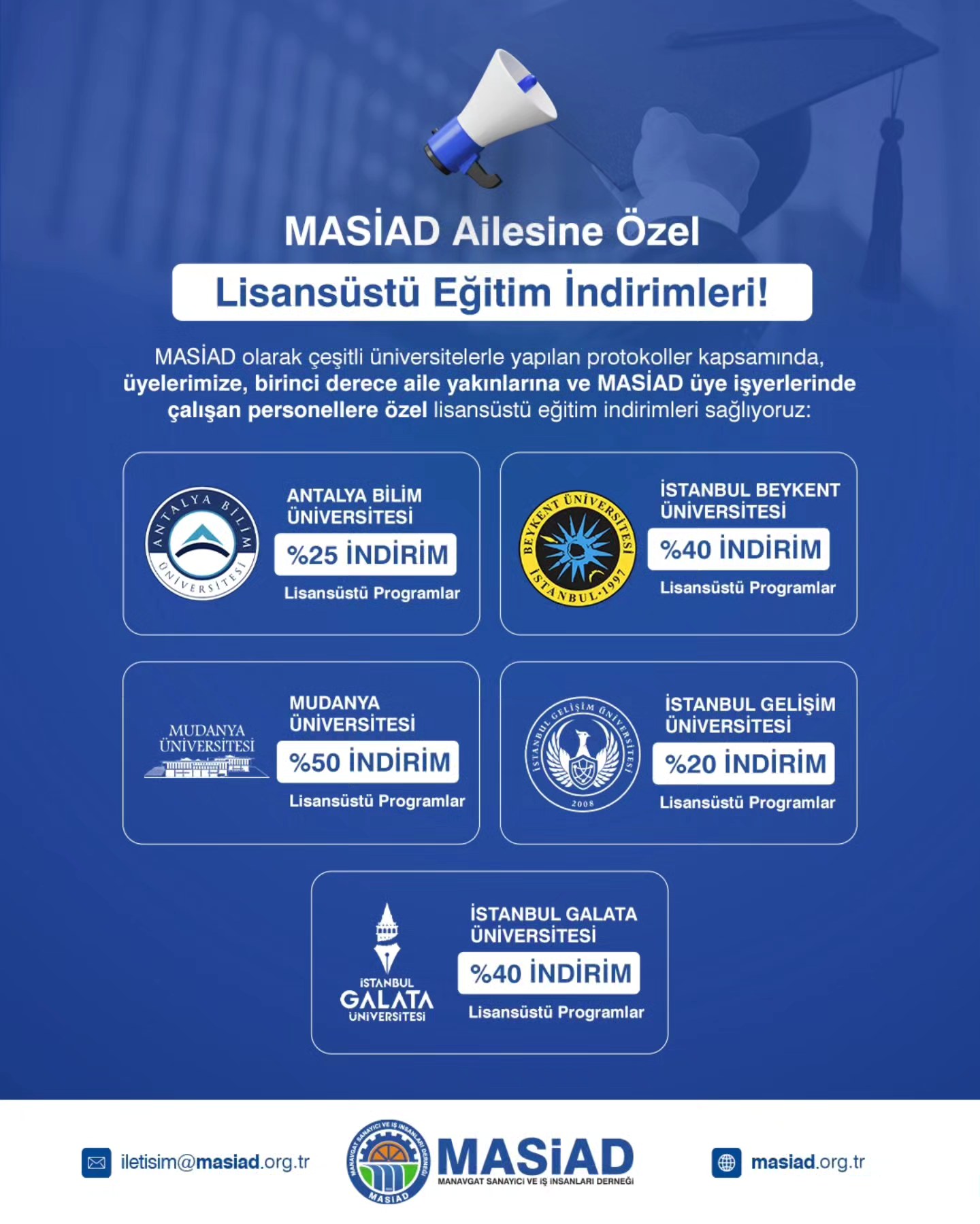 MASİAD Ailesine Özel Lisansüstü Eğitim İndirimleri!