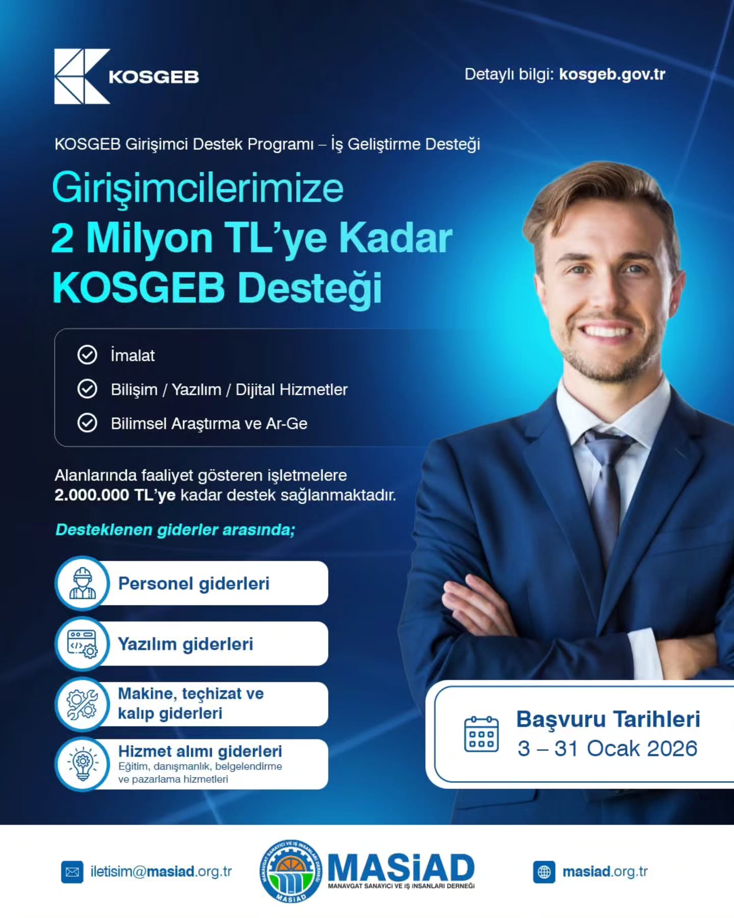 Girişimcilerimize 2 Milyon TL’ye Kadar KOSGEB Desteği