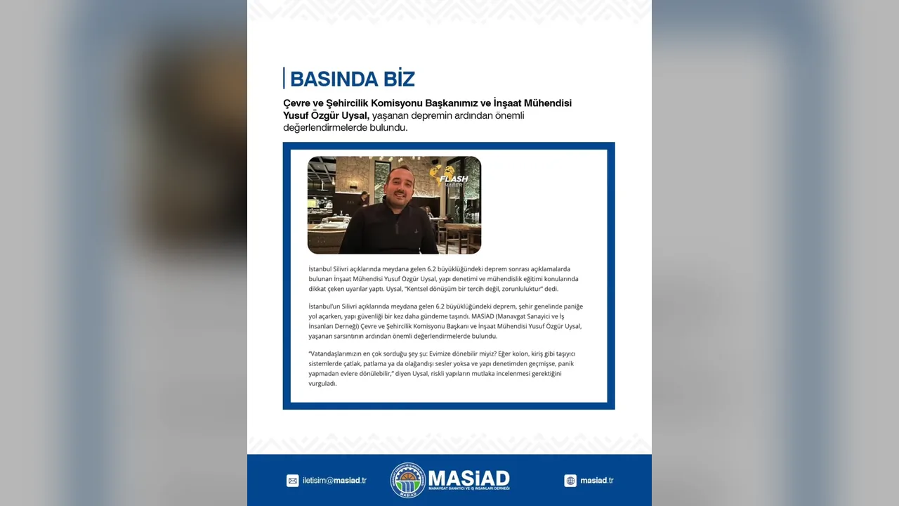 MASİAD Yönetim Kurulu Üyemiz, İnşaat Mühendisi Yusuf Özgür Uysal’dan çarpıcı açıklama:
