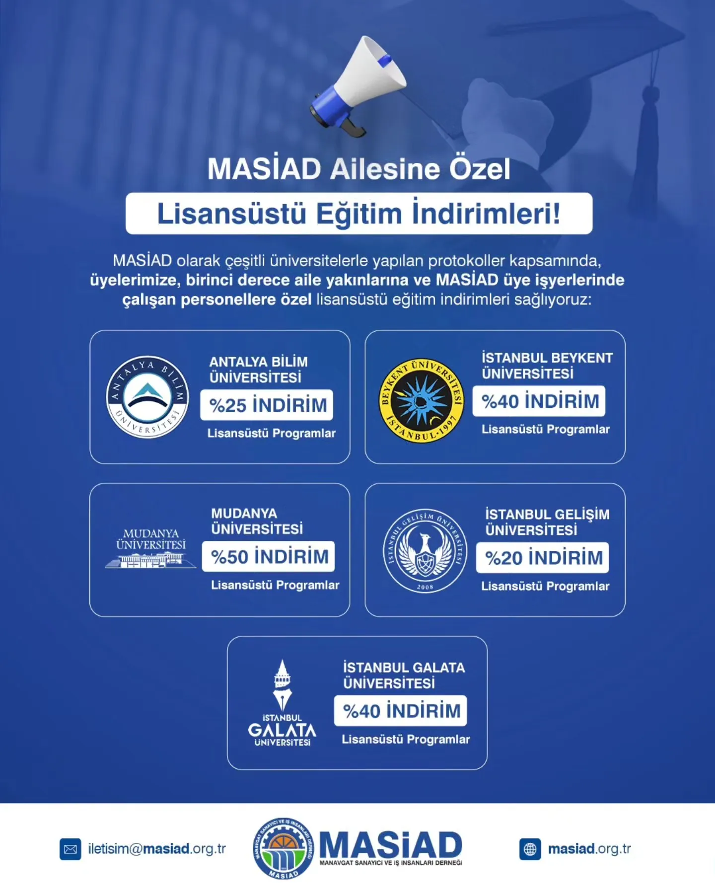MASİAD Ailesine Özel Lisansüstü Eğitim İndirimleri!