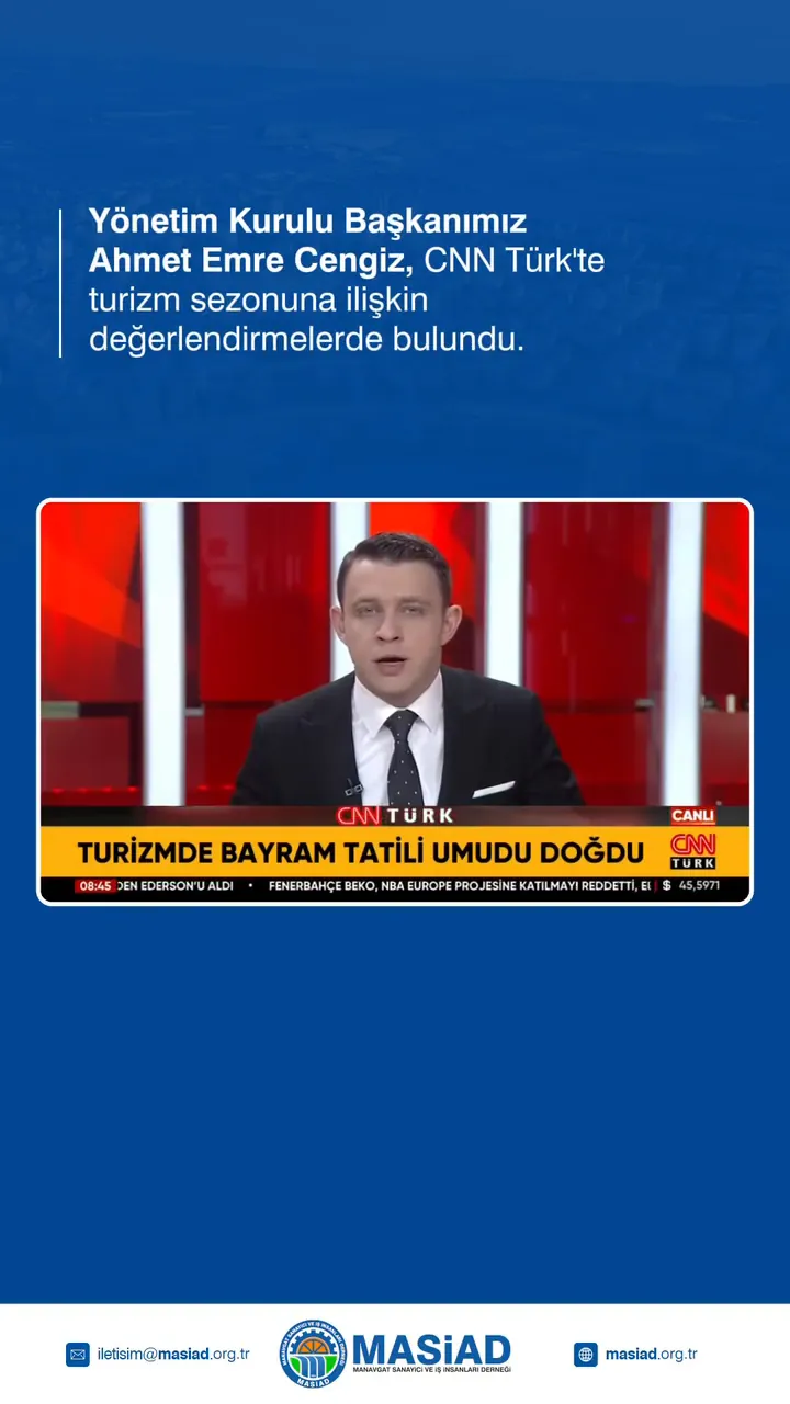 Başkanımız Ahmet Emre Cengiz CNN Türk'te Turizm Sezonunu Değerlendirdi