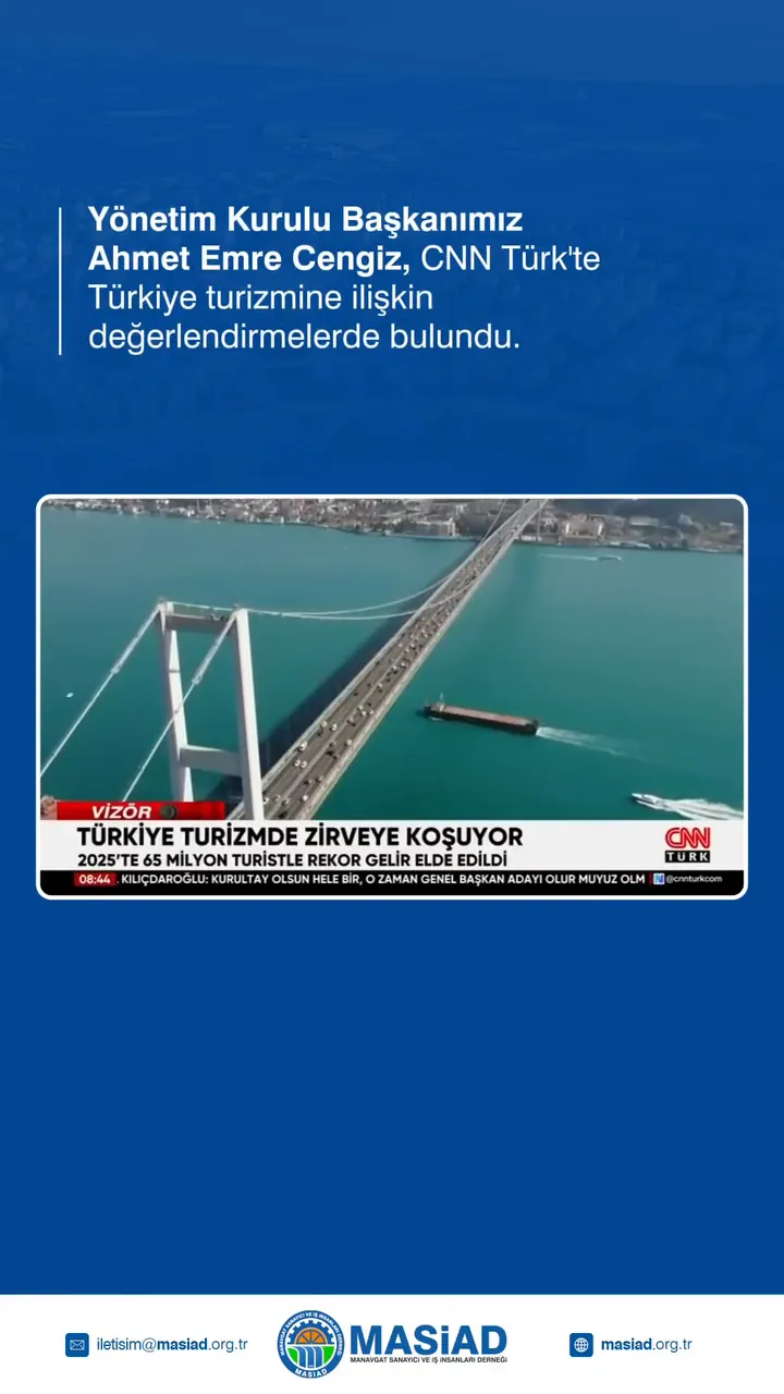 Başkanımız Ahmet Emre Cengiz CNN Türk'te Türkiye Turizm Hedeflerini Değerlendirdi